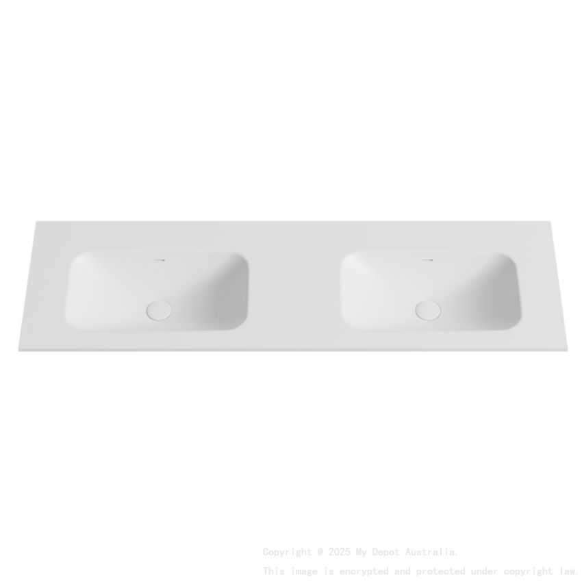 1505X465X145 Matte White Chasey Solid Surface Stone Basin Double Bowl
