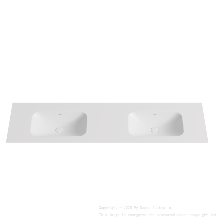 1805X465X145 Gloss White Chasey Solid Surface Stone Basin Double Bowl
