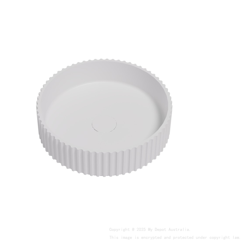 400*400*120mm Matt White Olley Fluted Solid Surface Above Counter Basin 32mm Waste