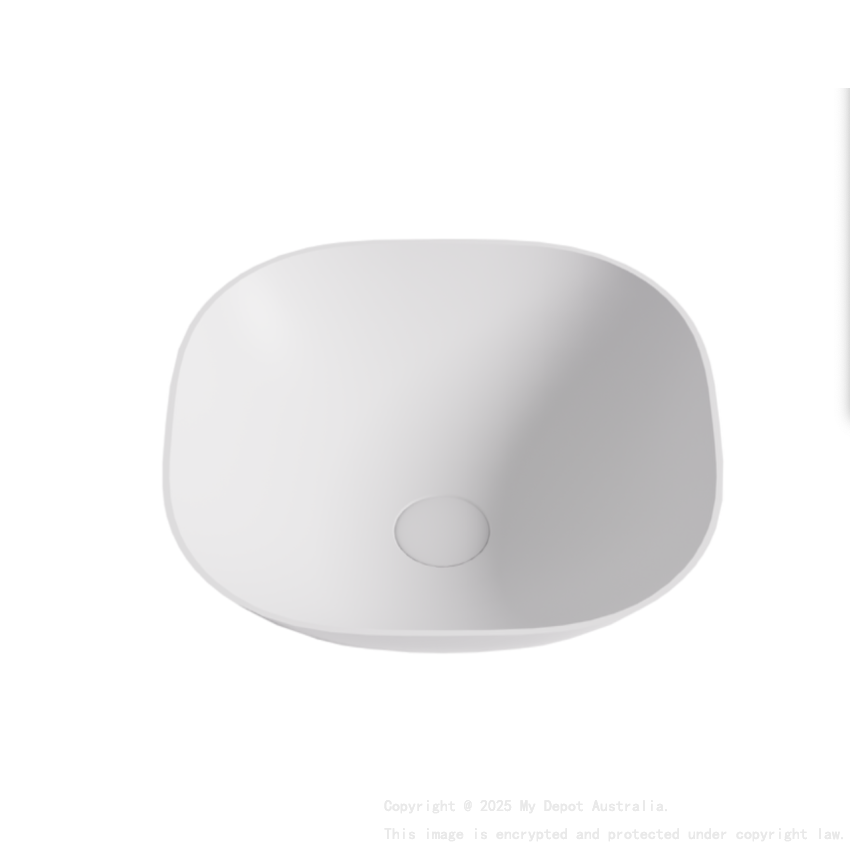 400*400*140mm Matt White Perry Solid Surface Stone Above Counter Basin 32mm Waste