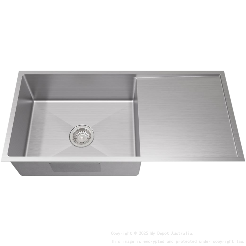 Bowl Size:340X340X230mm Overall Size:1140X450X230mm Brushed Staineless Steel Kliff Hand Made Stainless Steel Sinks