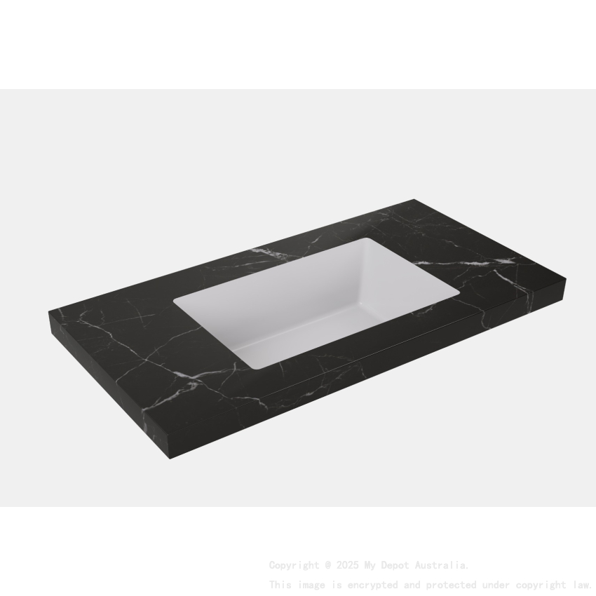 1205X465X50mm Calacatta Night Black Sintered Stone Semless Joined With Fine Ceramic Basin Stone Single Bowl No Tap Hole