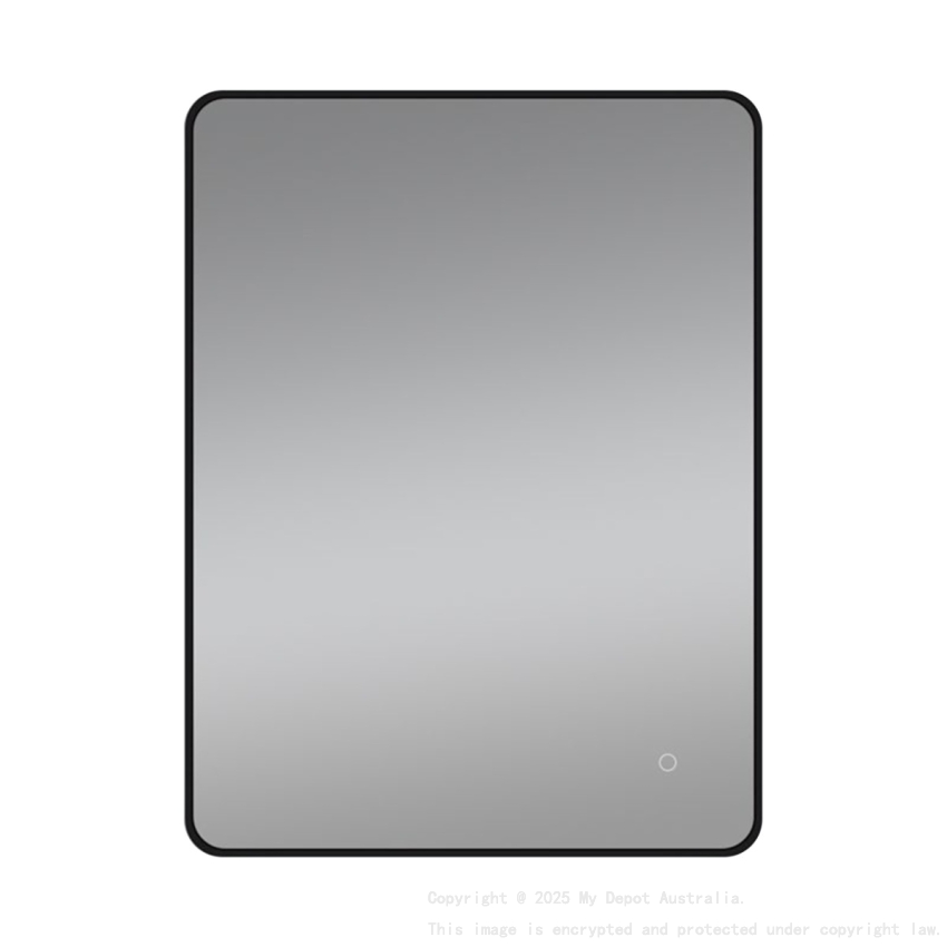 810*610mm Matte Black Aluminum Framed Curved Rim Rectangle 3 Color Lighting Backlit LED Mirror Touch Sensor Switch Wall Mounted Vertical or Horizontal