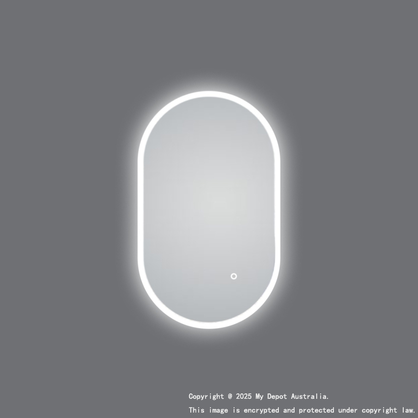 450*750mm Oval 3 Color Lighting Acrylic LED Mirror Touch Sensor Switch Defogger Pad Wall Mounted