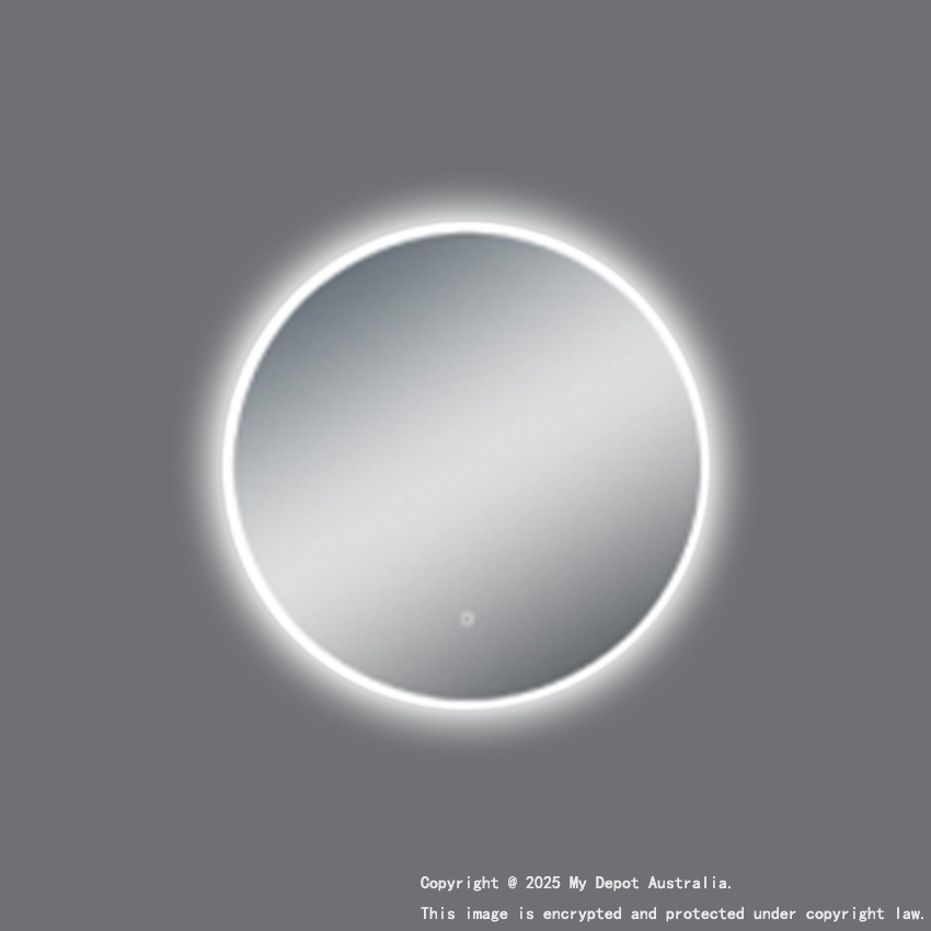 750mm Round 3 Color Lighting Acrylic LED Mirror Touch Sensor Switch Defogger Pad Wall Mounted