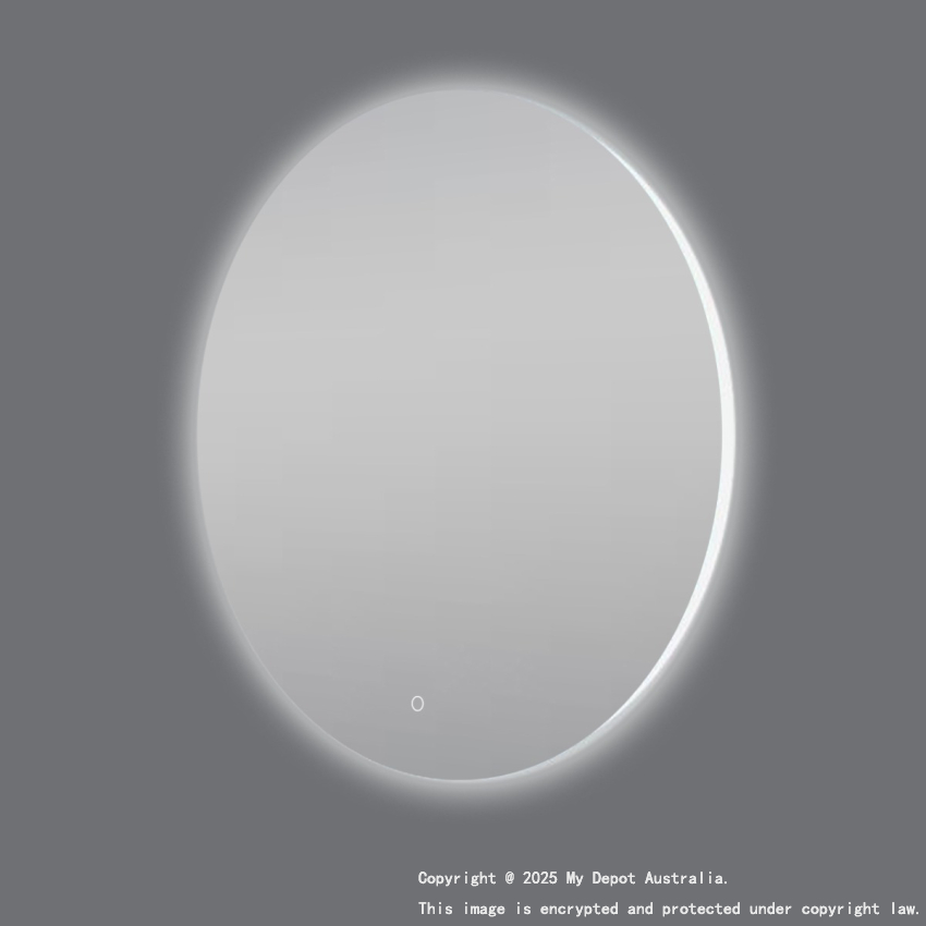 900mm Round 3 Color Lighting Backlit Acrylic LED Mirror Touch Sensor Switch Defogger Pad Wall Mounted