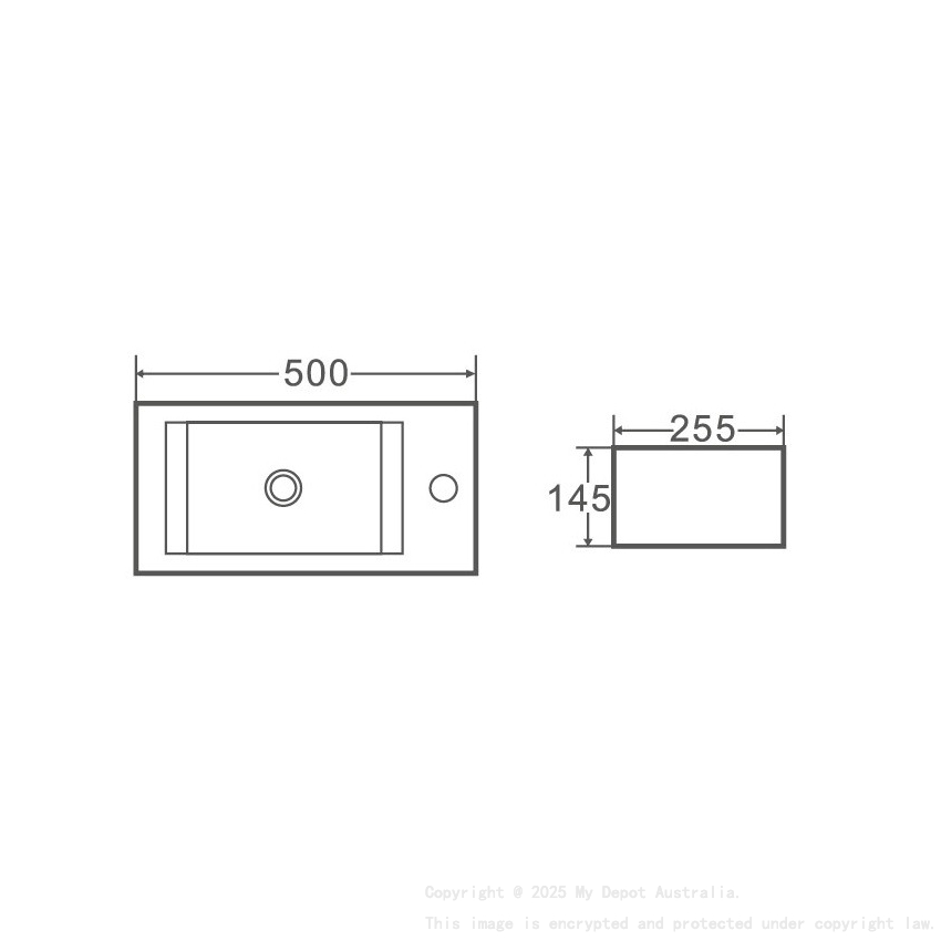 Wall Hung Basin With Overflow Left Side Tap Hole