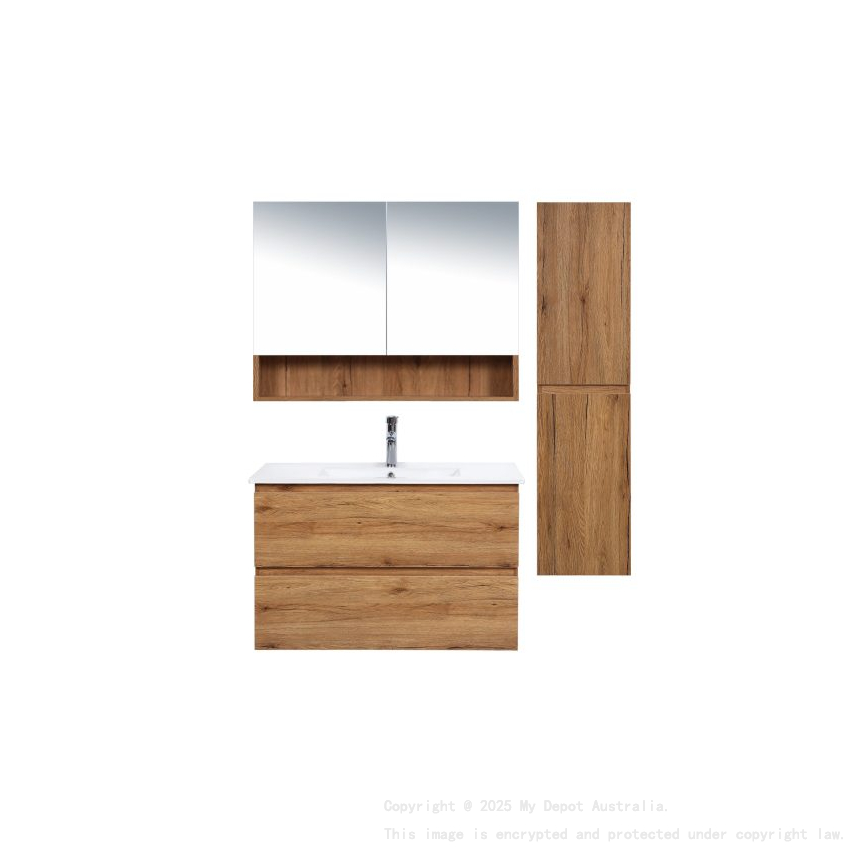 900*460*550mm Wall Hung Canyon Oak Woodgrain Vanity Two Drawer Cabinet Only