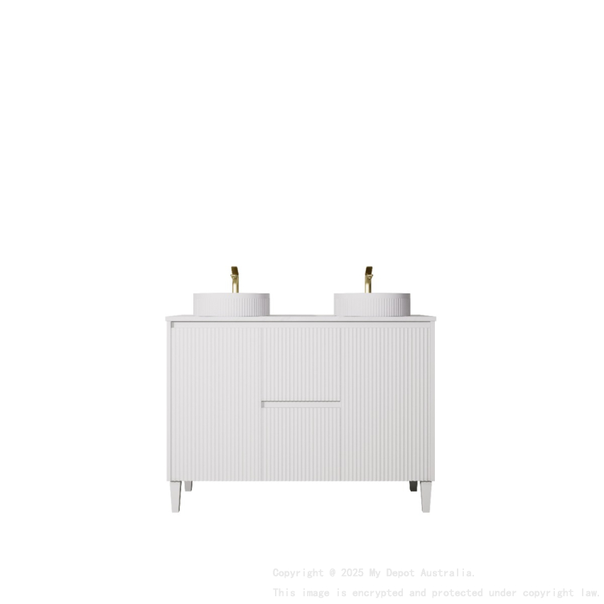 1190x455x860mm Matte White Crete Modern Free Standing Vanity