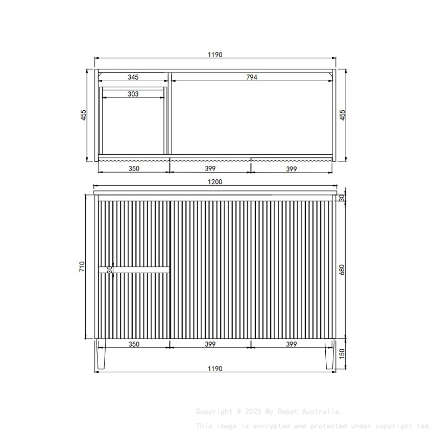 1190x455x860mm Matte White Crete Modern Free Standing Vanity Left Hand Drawers