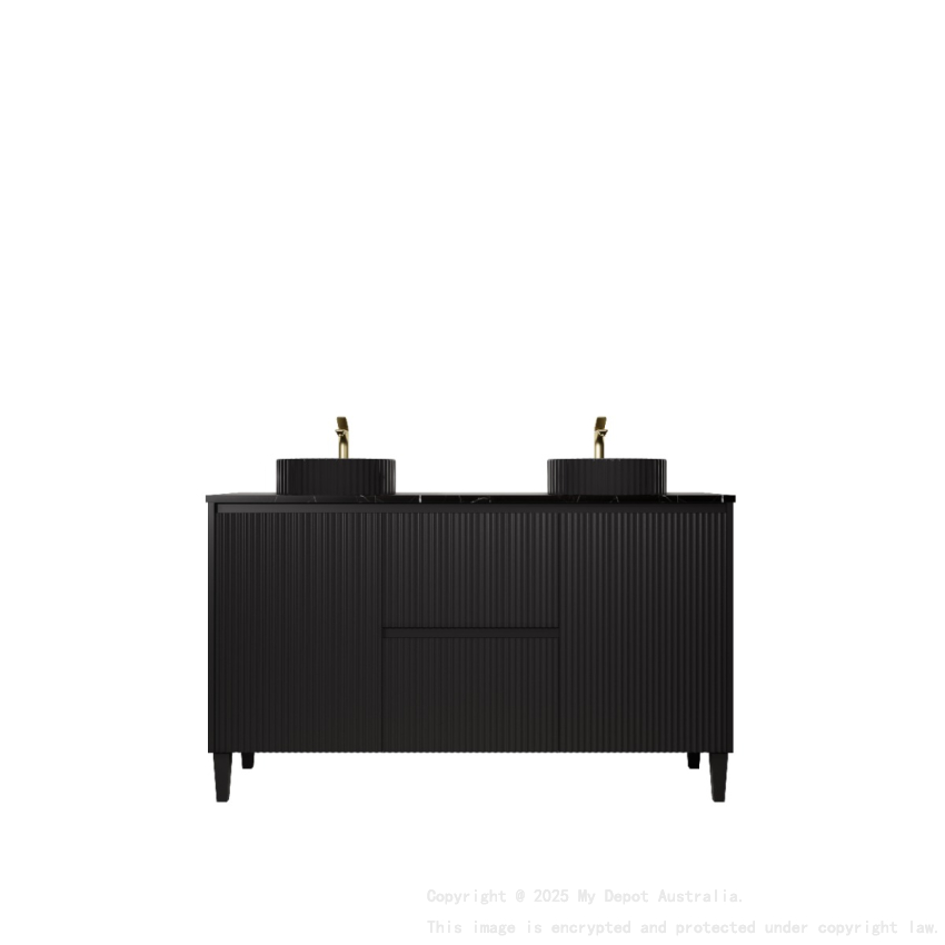 1490X455X860mm Matte Black Crete Modern Free Standing Vanity