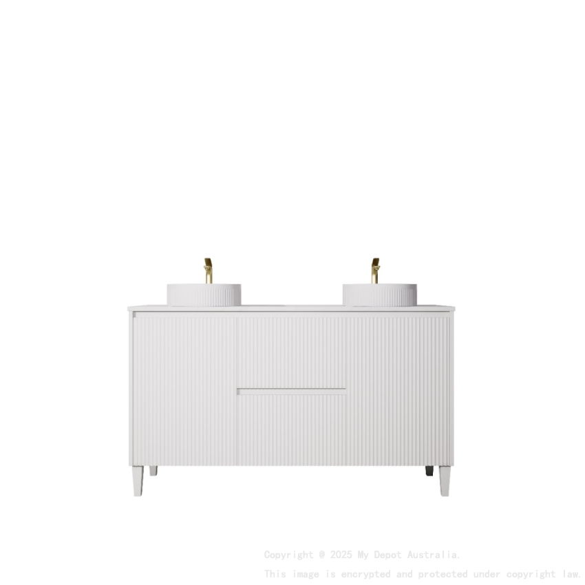 1490X455X860mm Matte White Crete Modern Free Standing Vanity