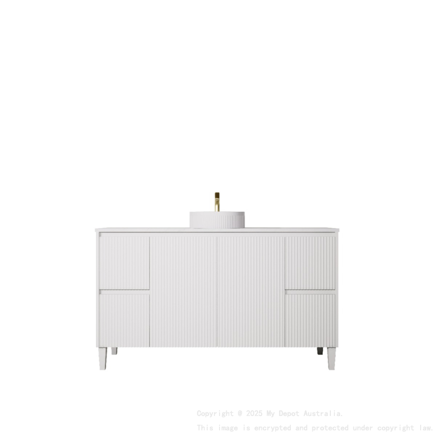 1490X455X860mm Matte White Crete Modern Free Standing Vanity