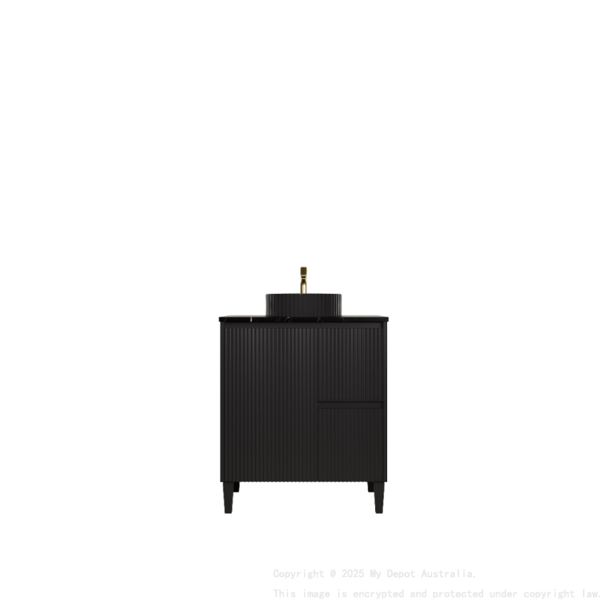 740x455x860mm Matte Black Crete Modern Free Standing Vanity Right Hand Drawers
