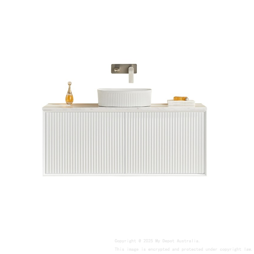 1190X455X480mm Matte Black Kliff Modern Fluted Wall Hung Vanity PVC Cabinet