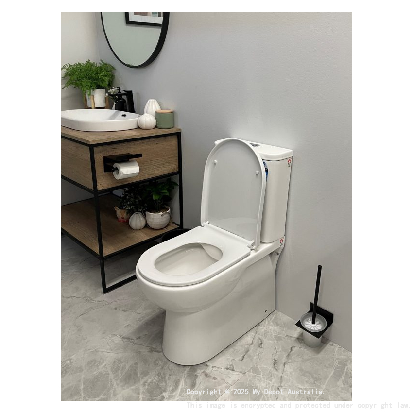 Moi Back To Wall Toilet Suite (Rimless) With Slim PP Seat Cover And Bottom Inlet Cistern T5B