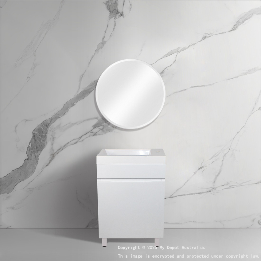 500mm Matte White MDF Bathroom Vanity Single Door Free Standing Cabinet Only