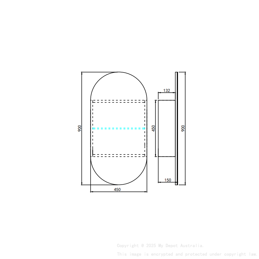 450X900X150mm Matte White Allison Pill Shaving Cabinet