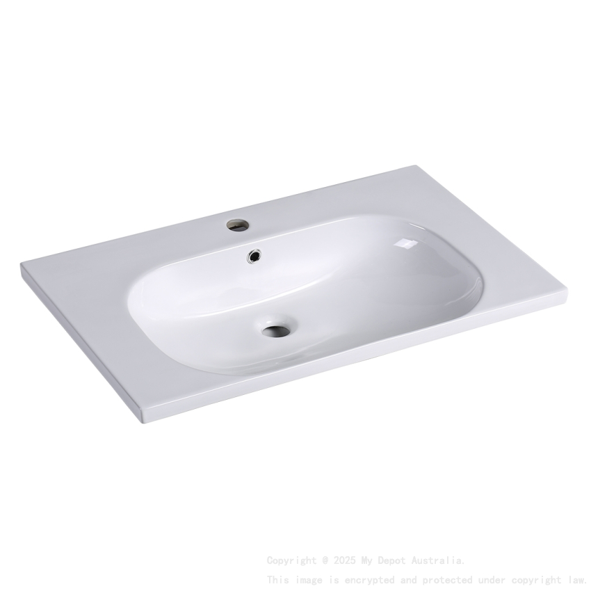 750mm Moon Basin Round Bowl Gloss White Ceramic Vanity Top