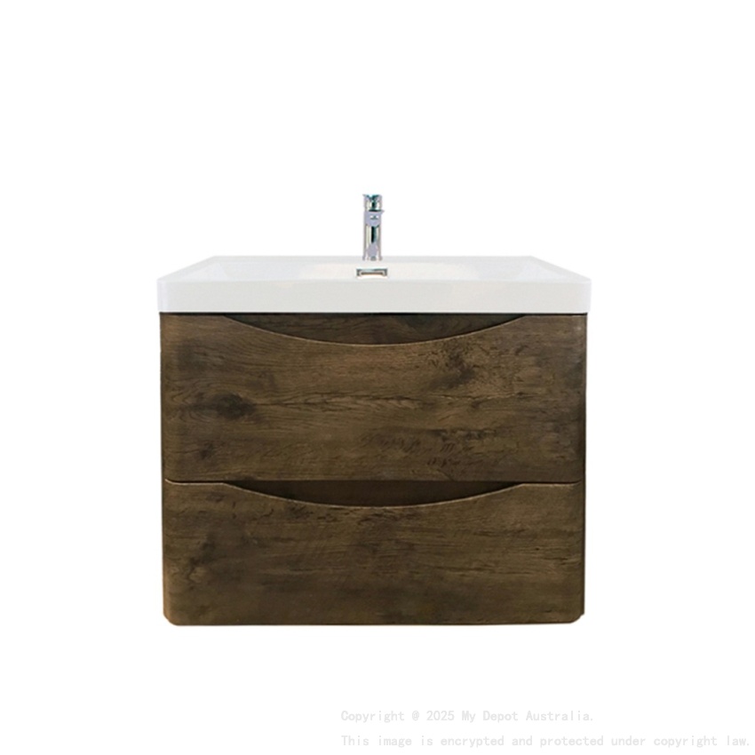 600mm Dark Oak MDF Bathroom Vanity 2 Doors ARC Wall Hung Cabinet Only
