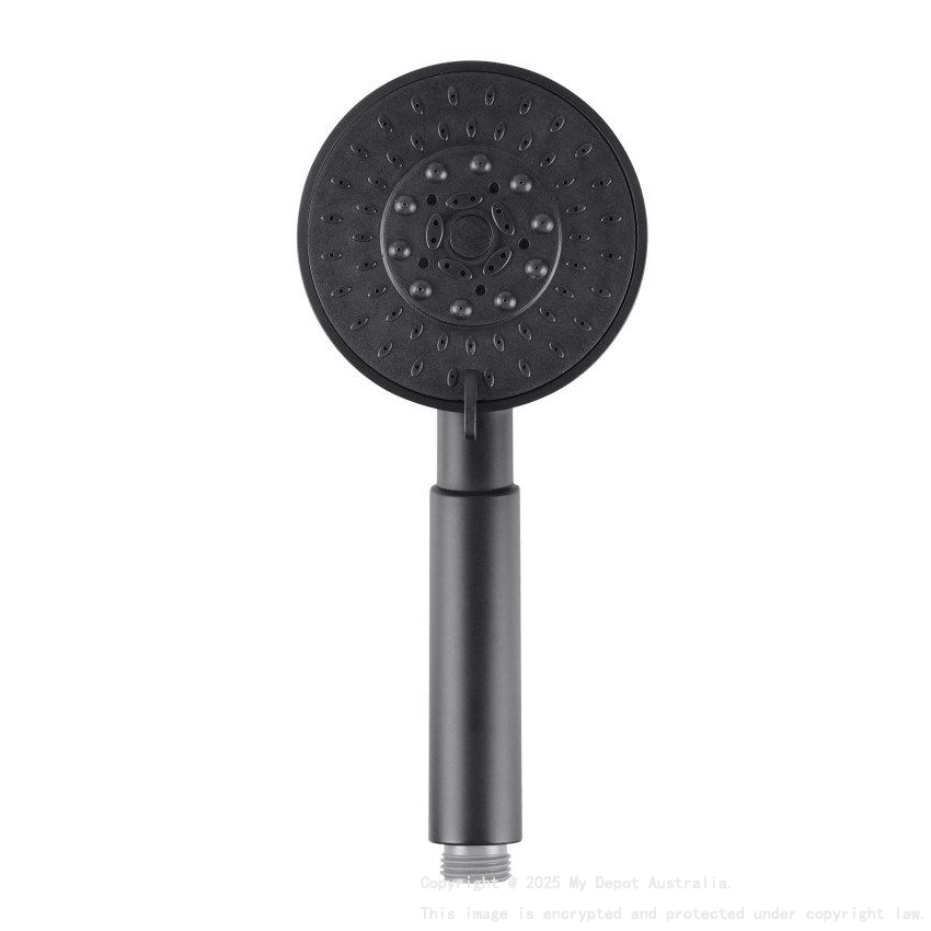 Black 5 Functions Round Handheld Shower