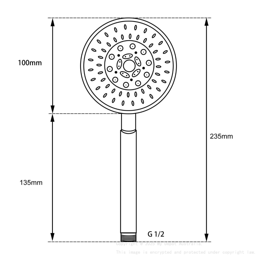 Black 5 Functions Round Handheld Shower