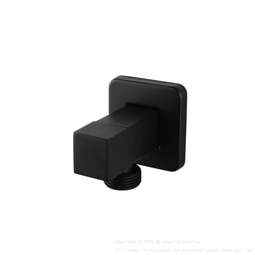 Laundry Square Black 1/4 Turn Washing Machine Stop Tap Pair