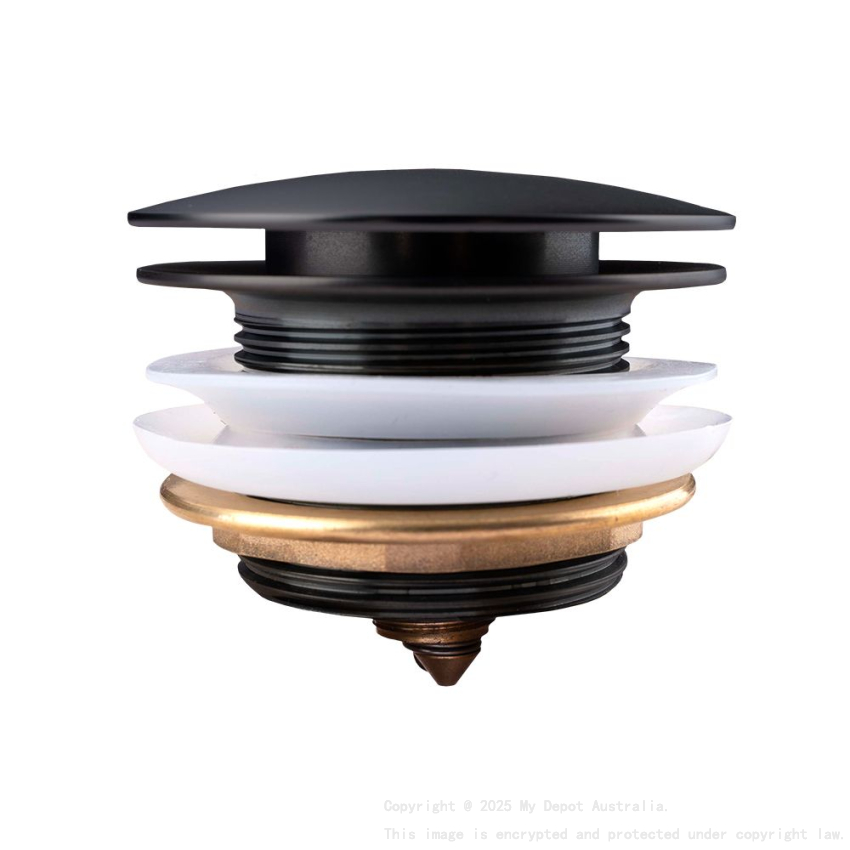 40mm Matte Black Solid Brass Bathtub Mushroom Pop Up Waste Drain NO Overflow