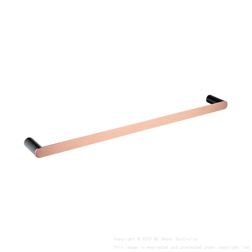 600mm 304 Stainless Steel Black & Rose Gold Single Towel Rail