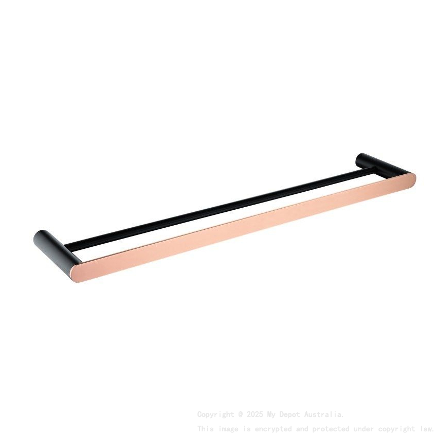 600mm 304 Stainless Steel Black & Rose Gold Double Towel Rail