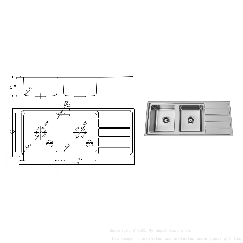 Stainless Steel Sink 1200x500x200