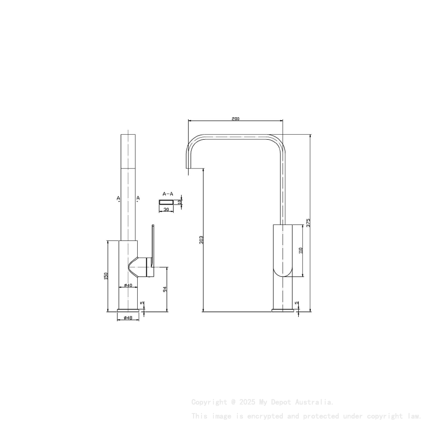 Ruki Sink Mixer Matt Black