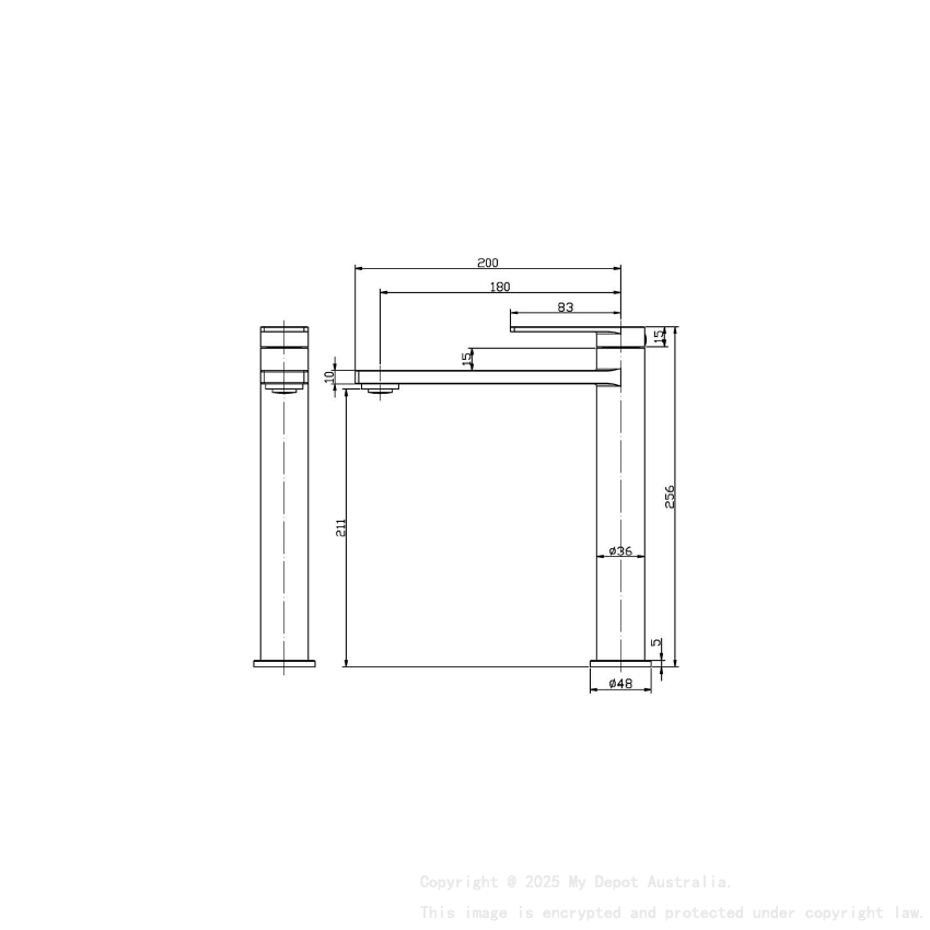 Ruki High Rise Basin Mixer Matt Black