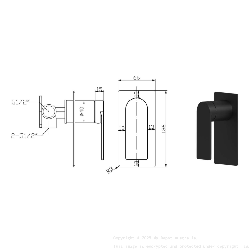 Ruki Wall Mixer Matte Black