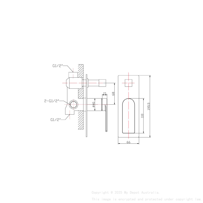 Ruki Wall Mixer with Diverter Brushed Nickel