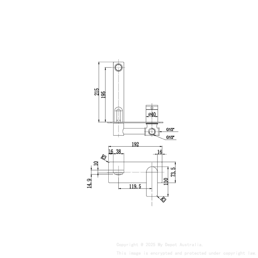 Ruki Wall Basin Mixer Chrome