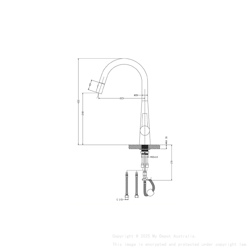 Otus Pull Out Sink Mixer Brushed Gold