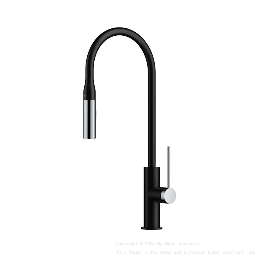 Aziz Pull Out Sink Mixer Matt Black/Chrome