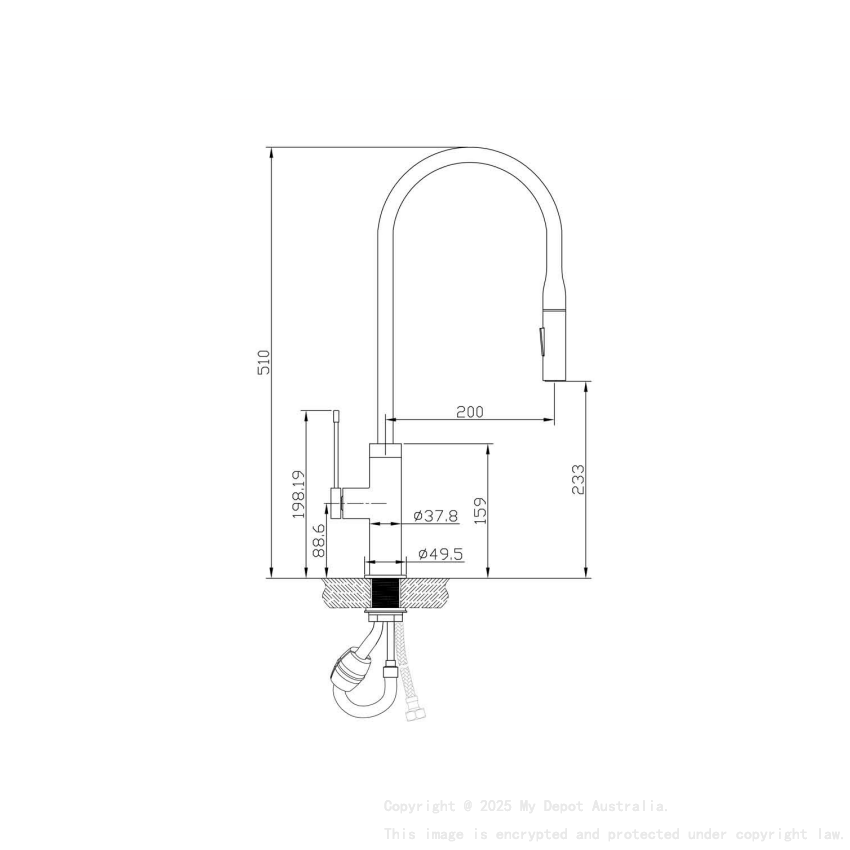 Aziz Pull Out Sink Mixer Matt Black/Chrome