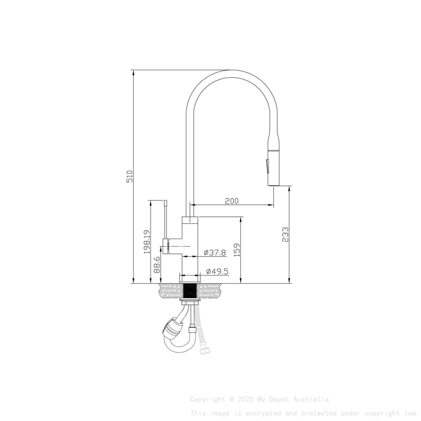 Aziz Pull Out Sink Mixer Matt Black