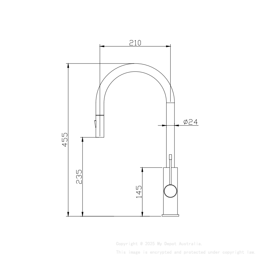 Aziz-II Pull Out Sink Mixer Gunmetal