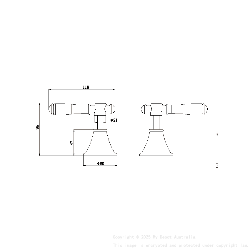 Clasico Wall Top Assemblies Ceramic Handle in Brushed Nickel