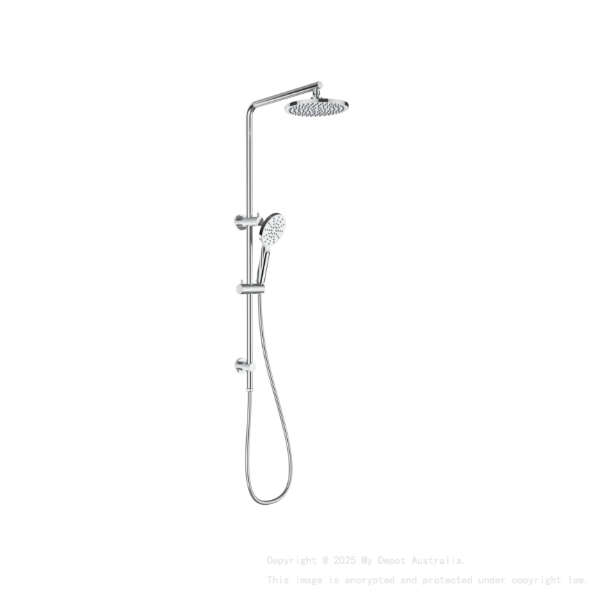 New Cora II Round Brass Multifunction Shower Set Chrome,200mm Plastic Shower Head