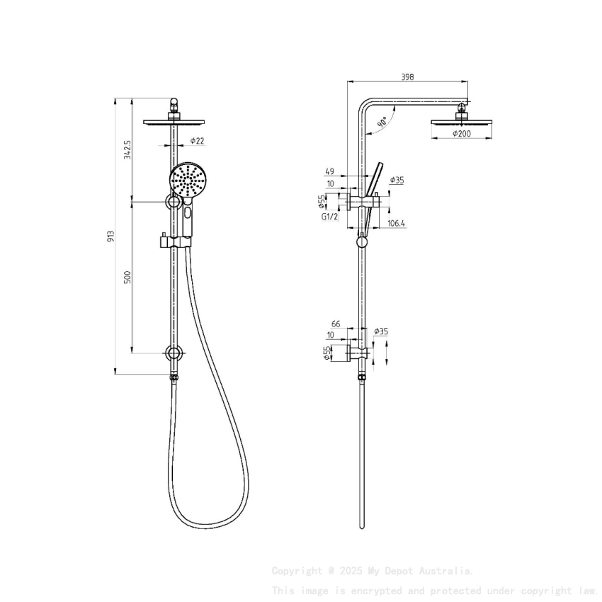 New Cora II Round Brass Multifunction Shower Set Chrome,200mm Plastic Shower Head