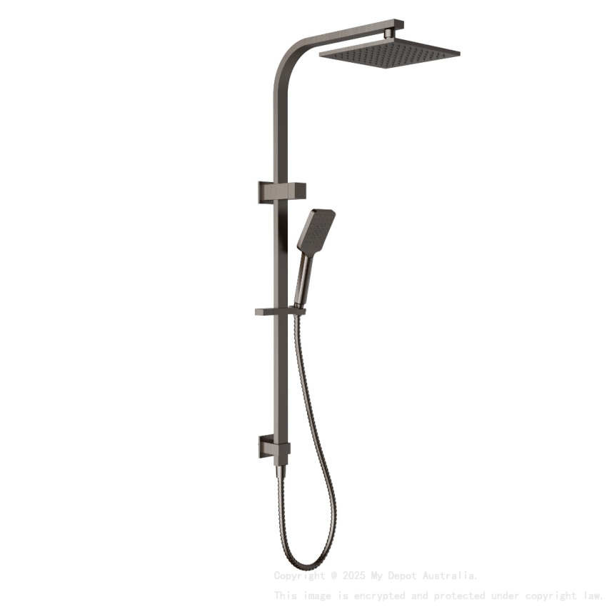 Eden Square Multi-function Shower Set Brushed Nickel, 200mm Plastic Shower Head