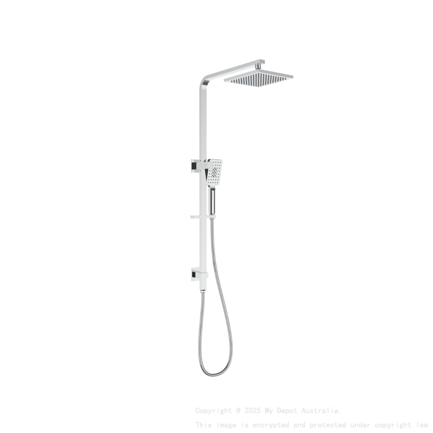New Eden Square Multi-function Shower Set Chrome, 200mm Plastic Shower Head