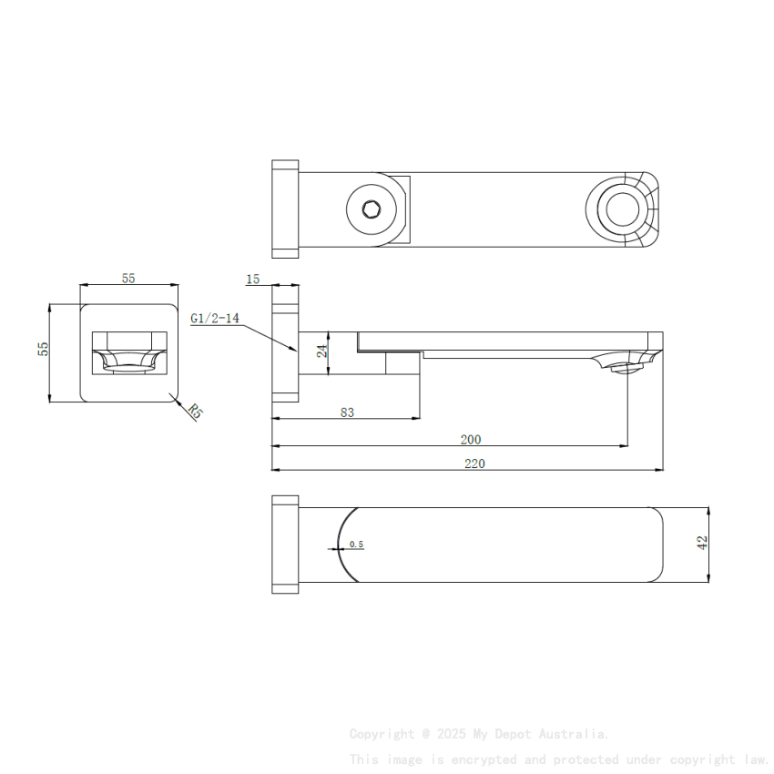 Ruki Swivel Bath Spout Brushed 
Gold