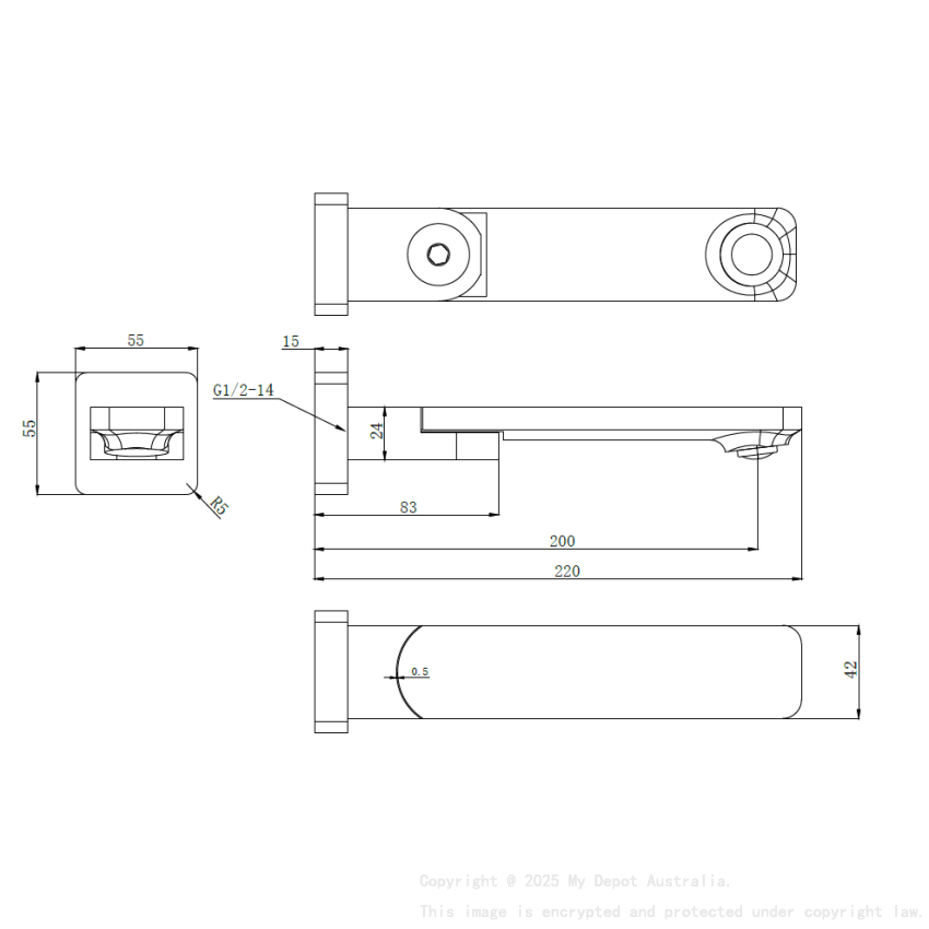 Ruki Swivel Bath Spout Gun 
Metal