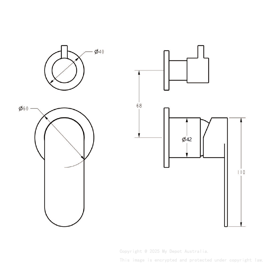 Sora SS Wall Diverter Mixer Trim Kits Gun Metal