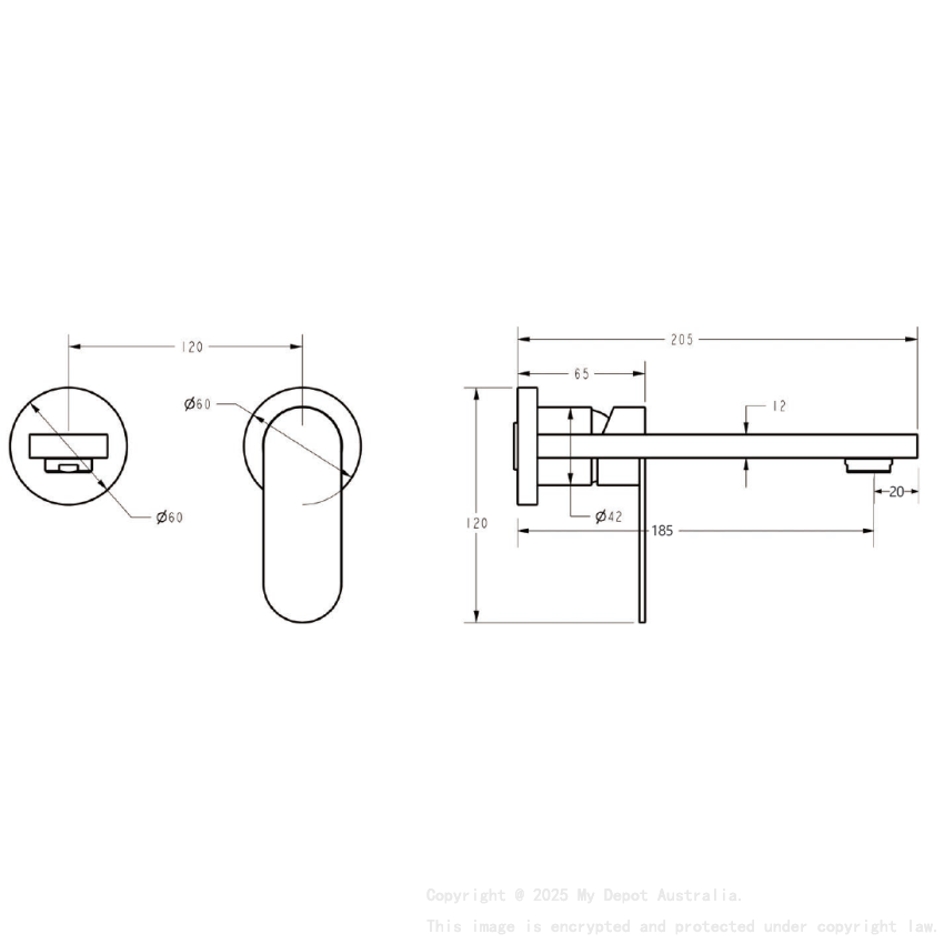 Sora SS Wall Basin Mixer Trim Kits With Separate Back Plate Chrome